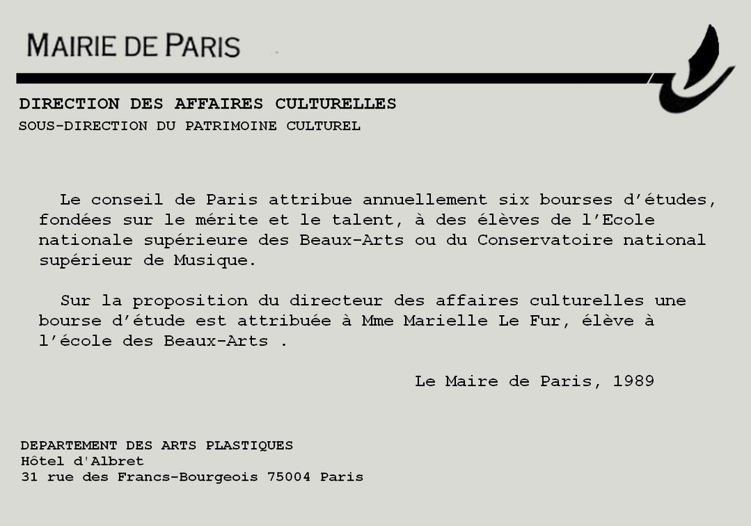 1989 bourse mairie de paris Marielle Le Fur -   